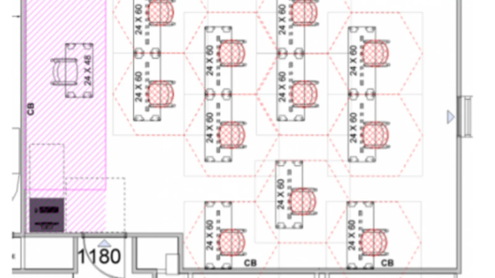 Diagram of OSU classroom with distancing